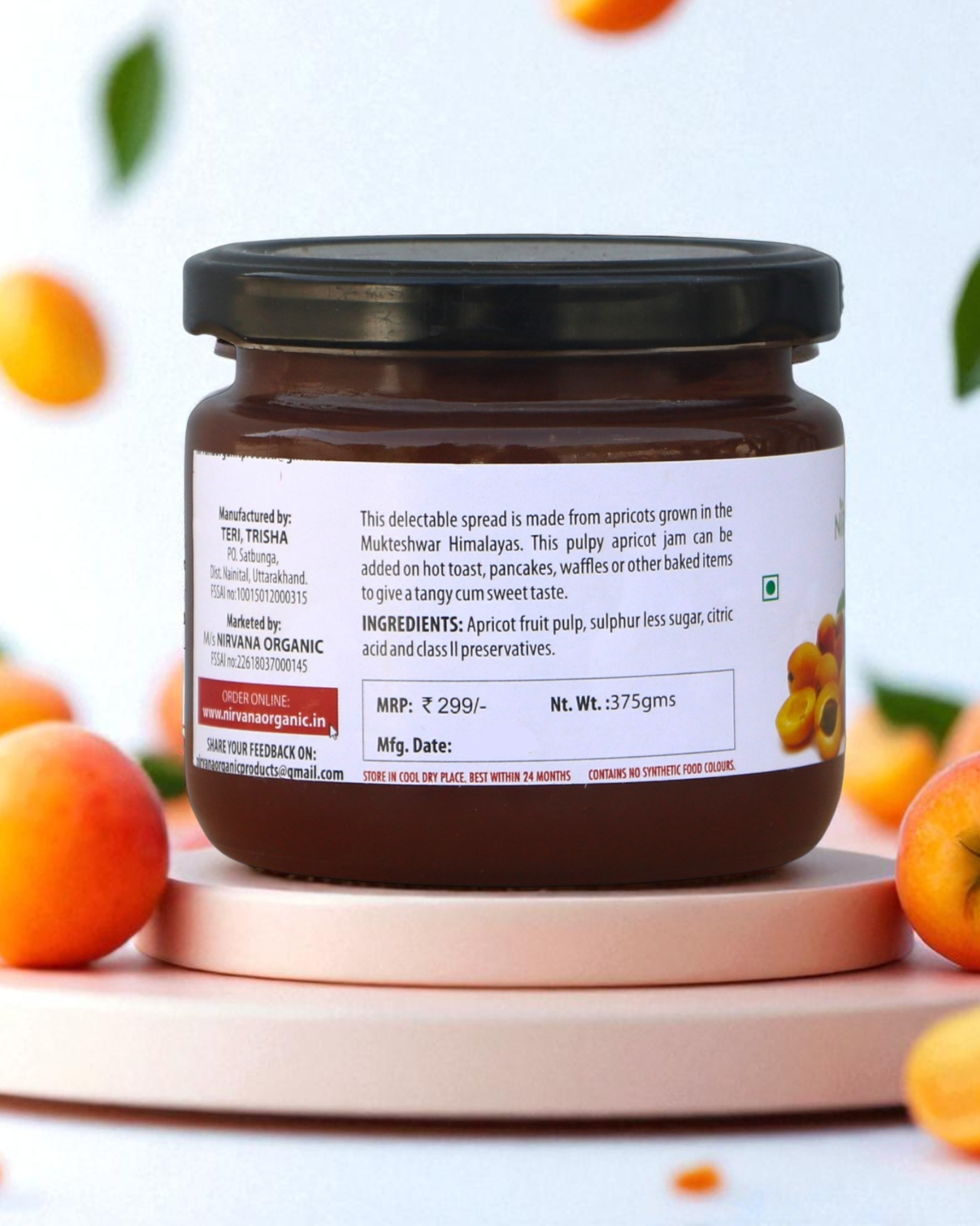 Apricot Jam-Sweet & Tangy Himalayan Apricot -Free from Synthetic Food Color (375gms)