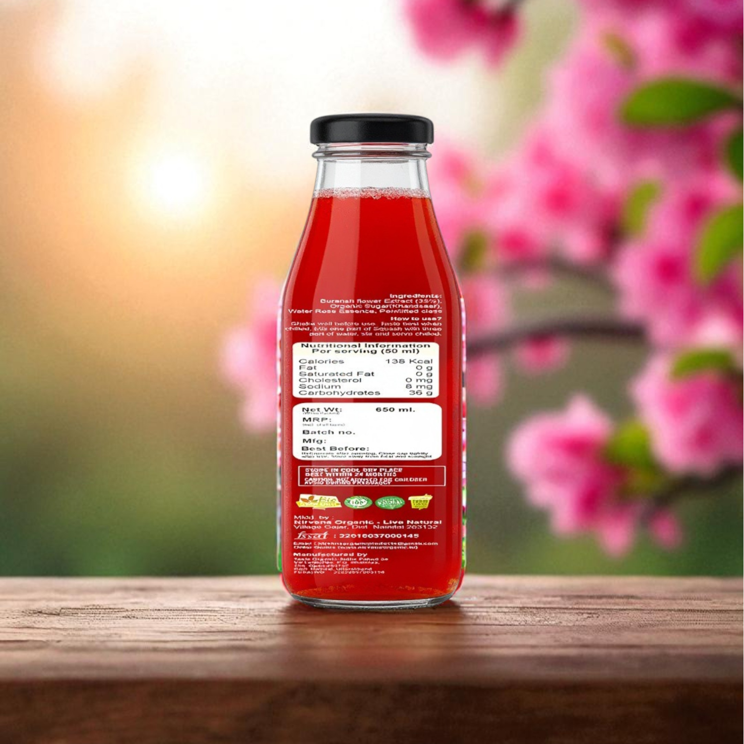 Himalayan Buransh Sanjivni Flower Juice (Rhododendron Squash)-Rich in Antioxidants & Vit-C-Best for Immunity (650ml)