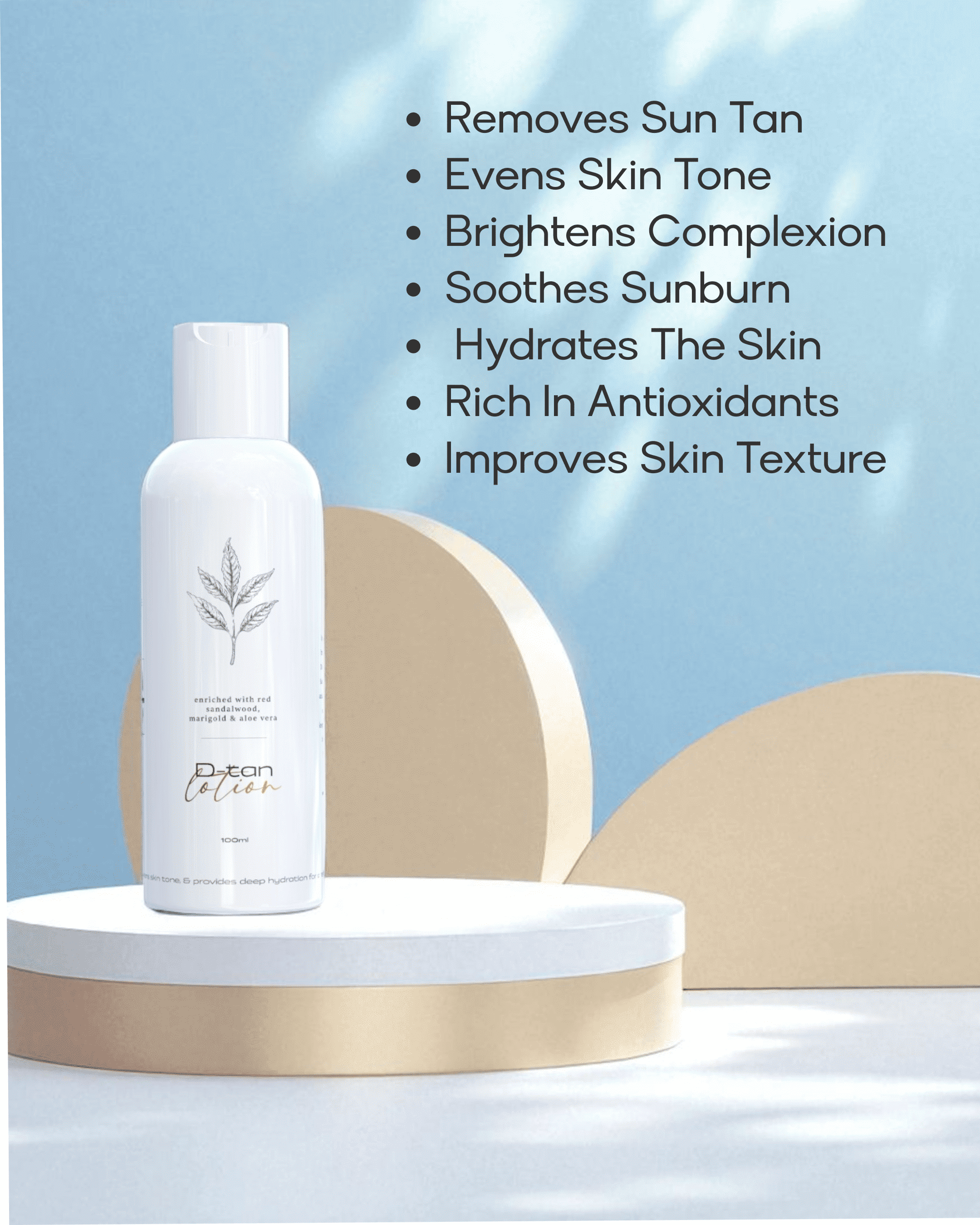 D-Tan Lotion - Natural Tan Remover with Seabuckthorn, Mulberry Extracts, Marigold & Aloe Vera