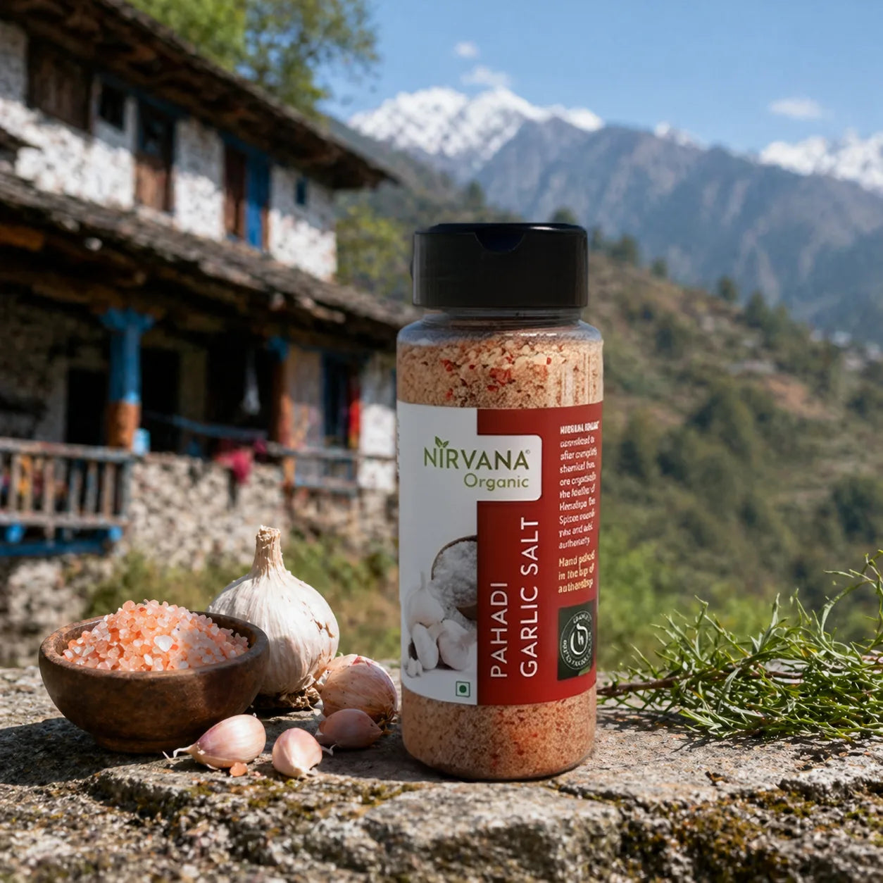 Pahadi Lehsun Namak-Himalayan Garlic Salt-Hand Made by Traditional Stone Grinding-Best for Heart Health (150gms)