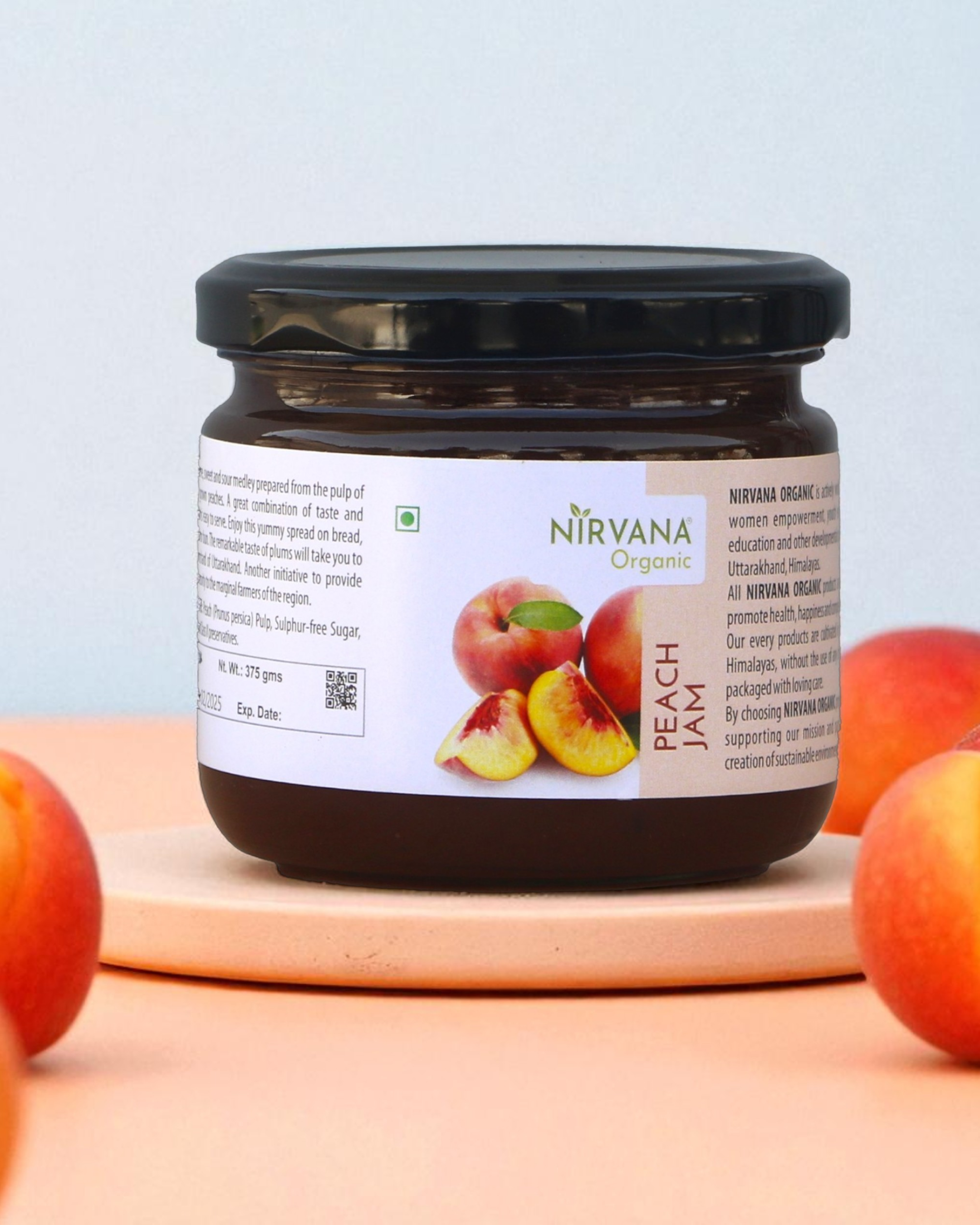 Peach Jam-Sweet & Sour Himalayan Peach-Free from Synthetic Food Color (375gms)