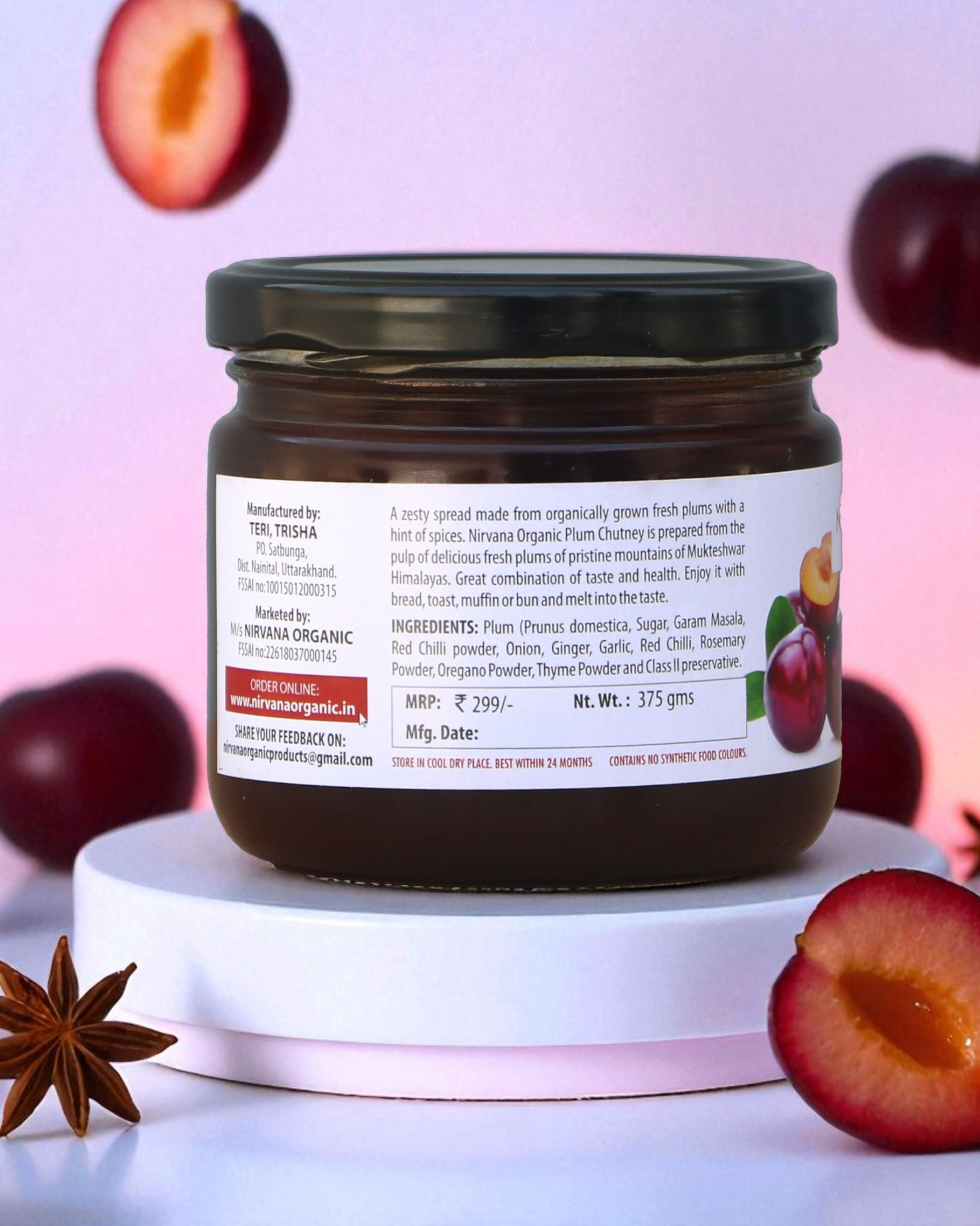 Plum Chutney-Sweet & Spicy Himalayan Plum Spread-Free from Synthetic Food Color (375gms)