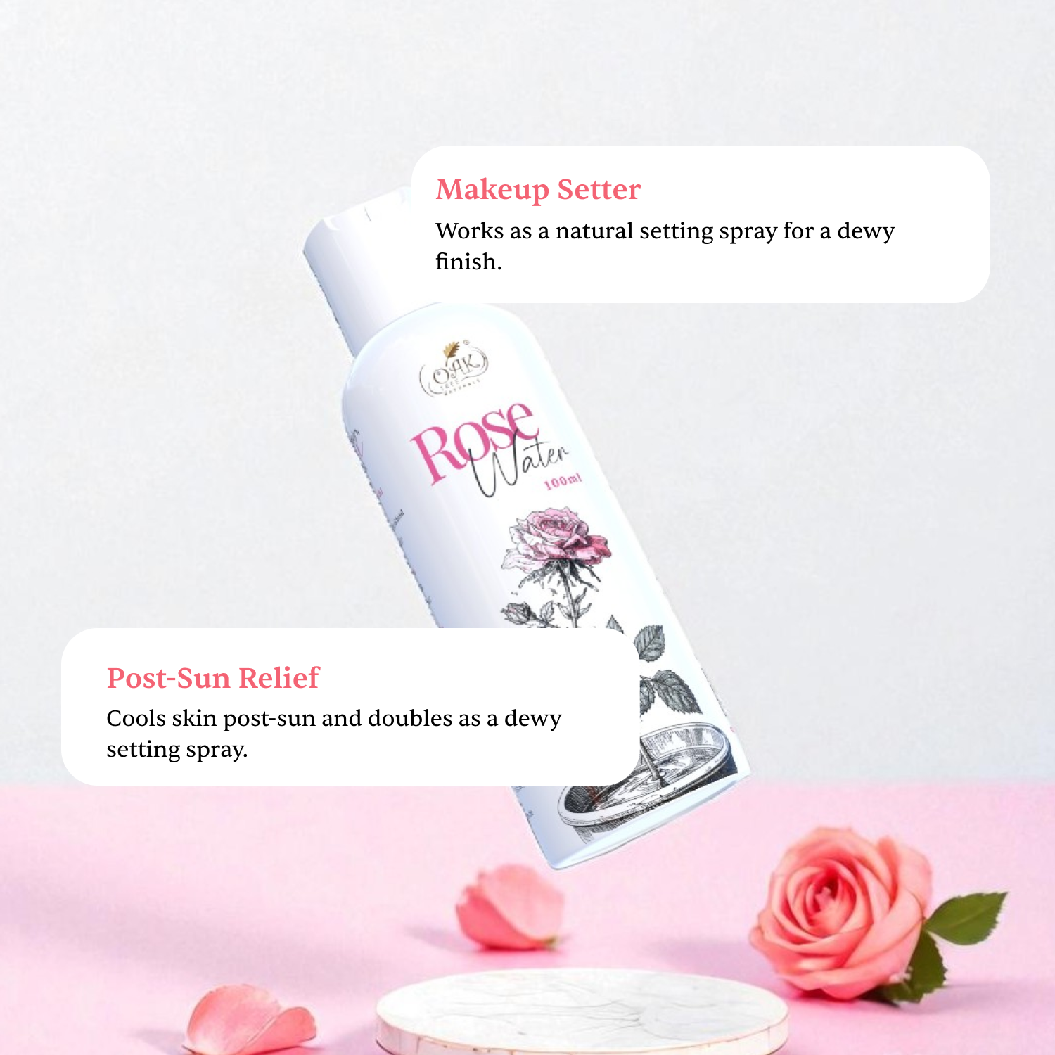 Premium Rose Water Face Mist | Pure Gulaab Jal Mist | Made from Real Damask Roses (100ml)
