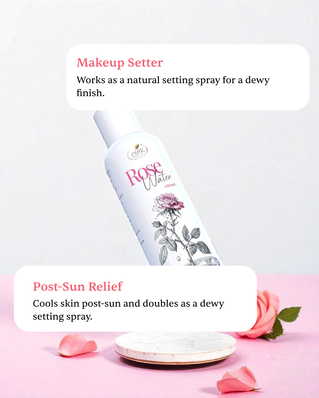 Premium Rose Water Face Mist | Pure Gulaab Jal Mist | Made from Real Damask Roses (100ml)