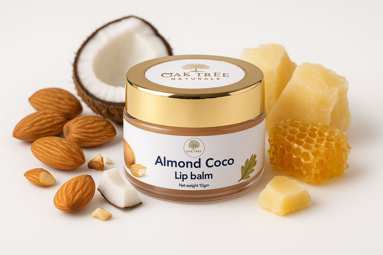 Almond Coco Lip Balm with Raw Ingredients