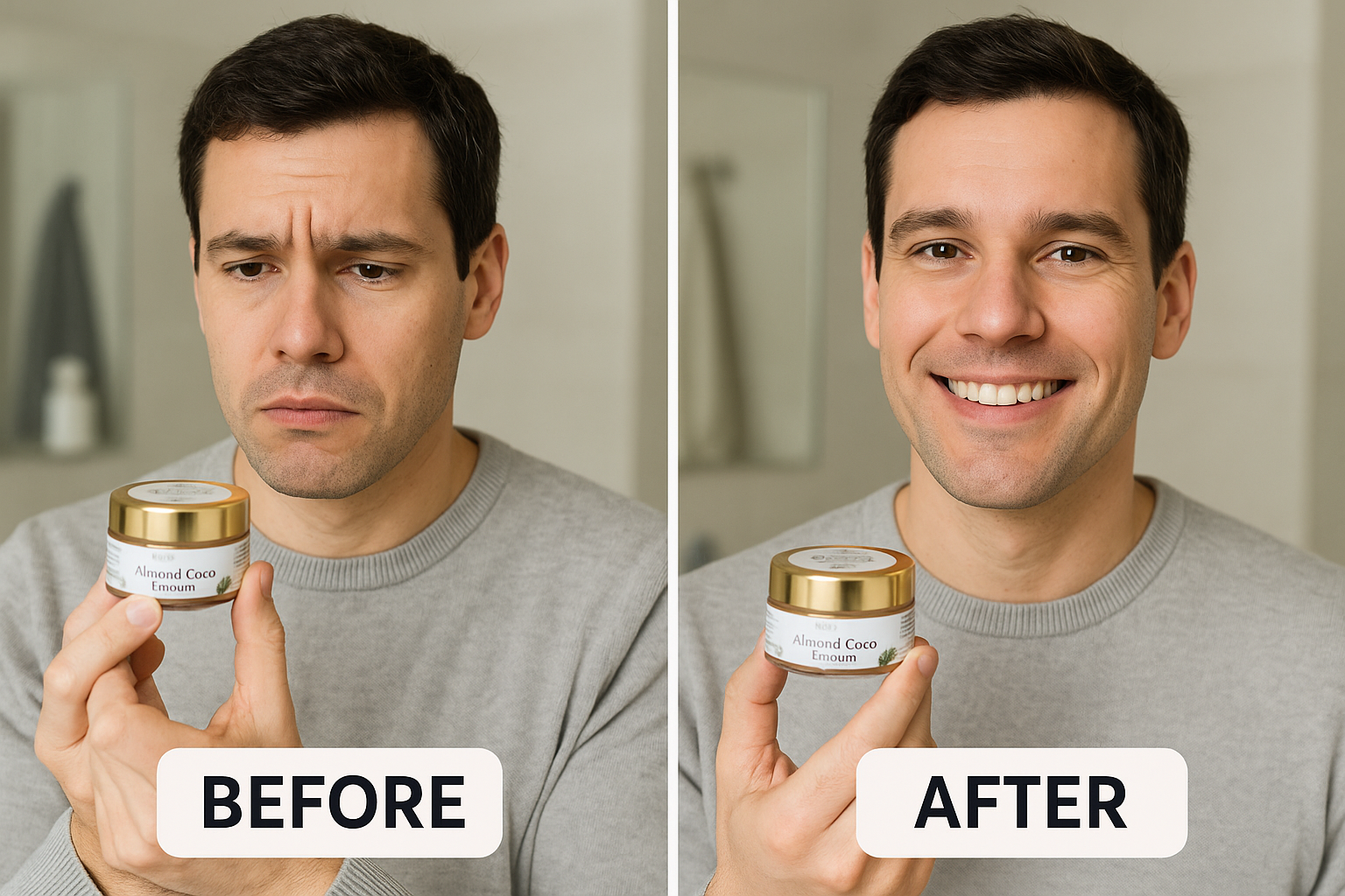 Before and After Almond Coco Lip Balm Results - Handsome Man