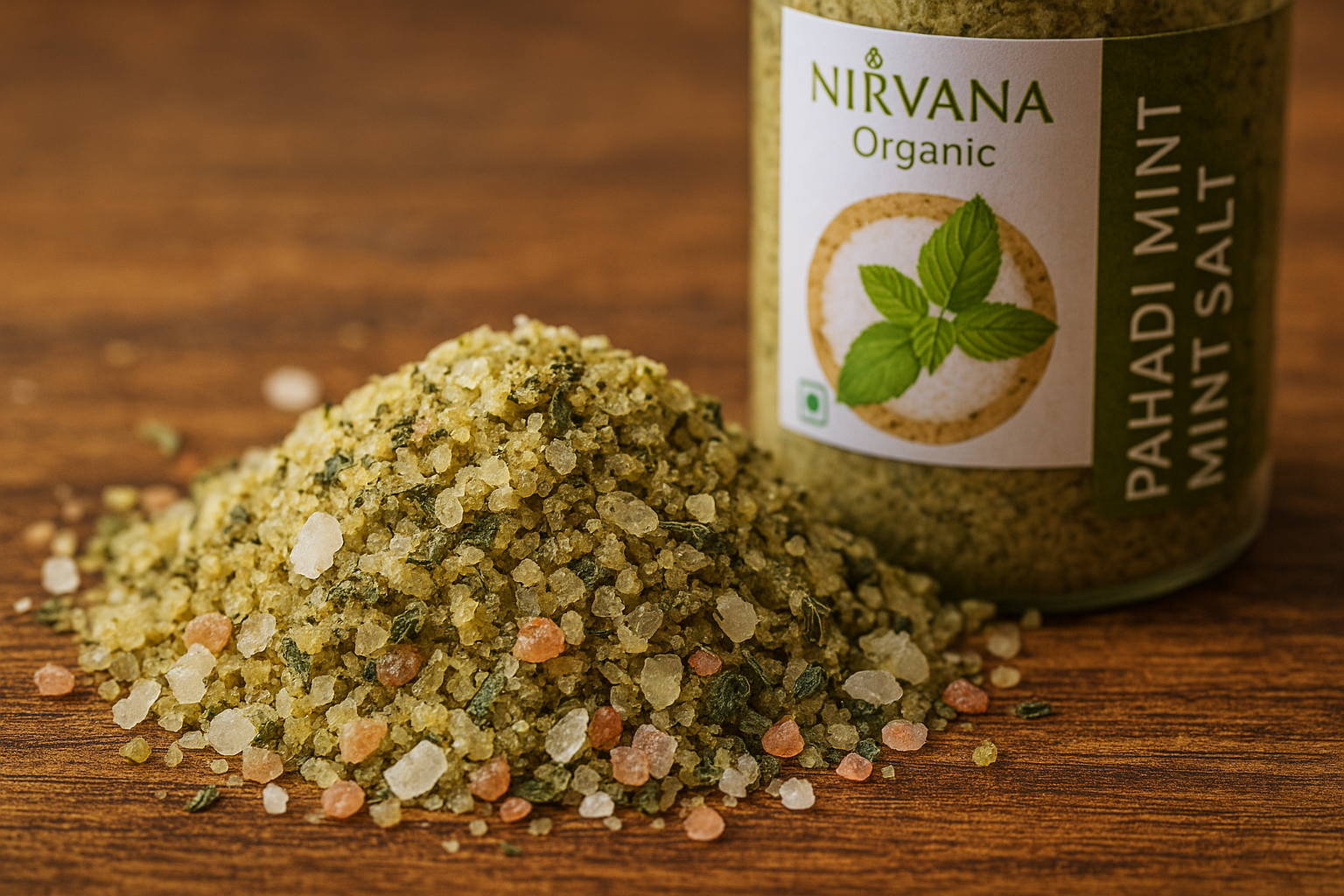 Close-up texture of Pahadi Mint Salt blend