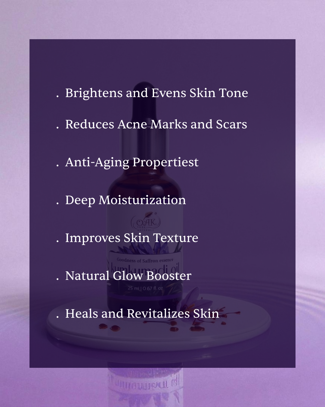 Pure Kumkumadi Oil 25ml - Ayurvedic Face Oil for Skin Brightening, Anti-Aging & Dark Spots