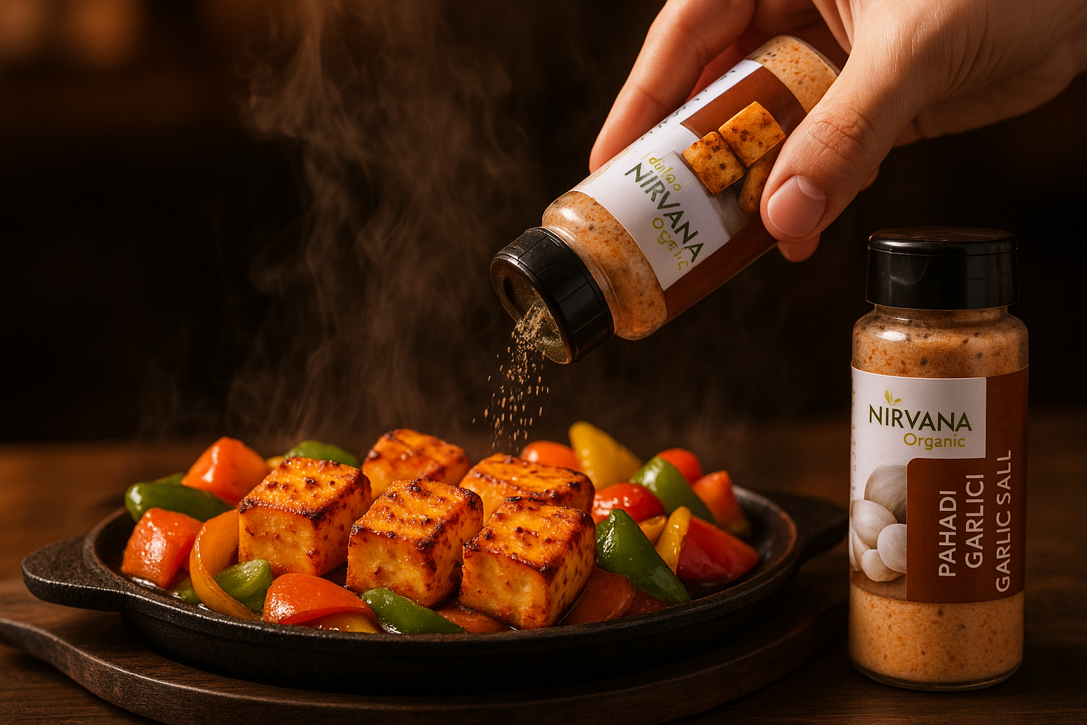Pahadi Garlic Salt on Paneer Tikka