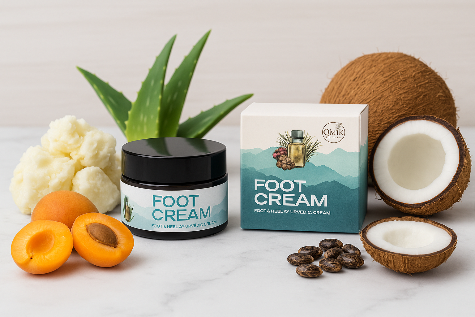 QMIK Foot Cream with natural ingredients showcase