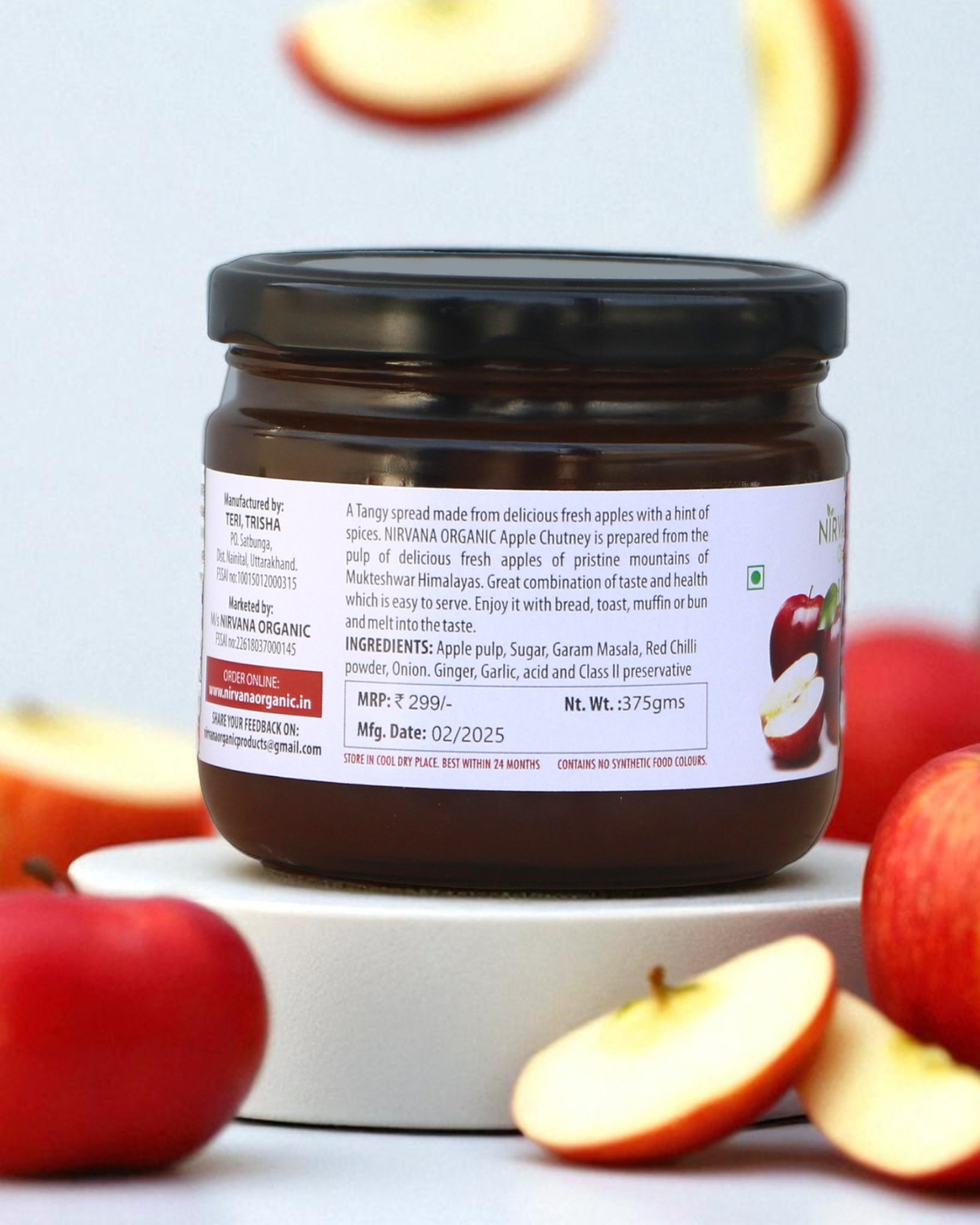 Apple Chutney-Spiced Himalayan Apple Spread-Free from Synthetic Food Color (375gms)
