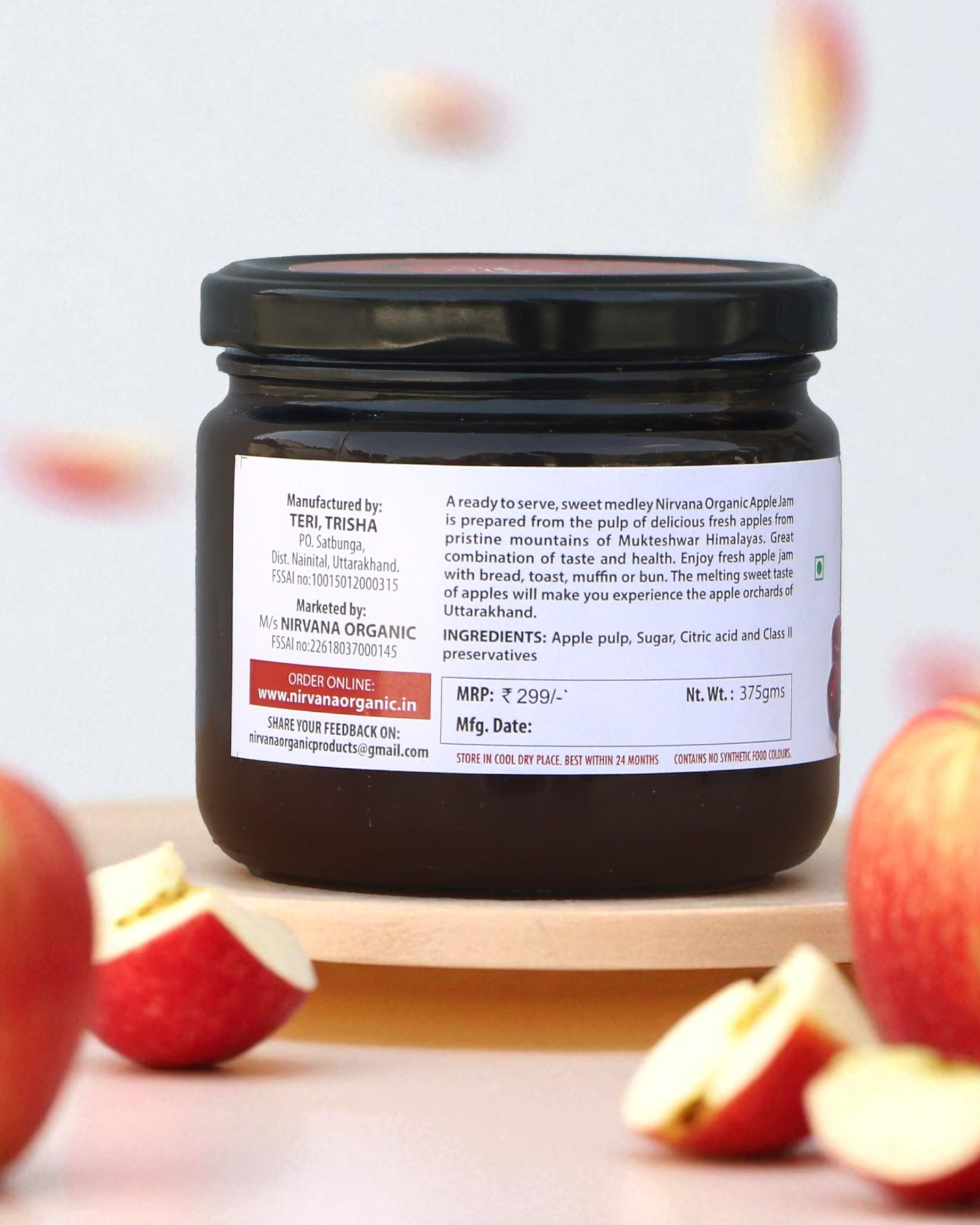 Apple Fruit Jam made from real Himalayan Apples-Free from Synthetic Food Color (375gms)