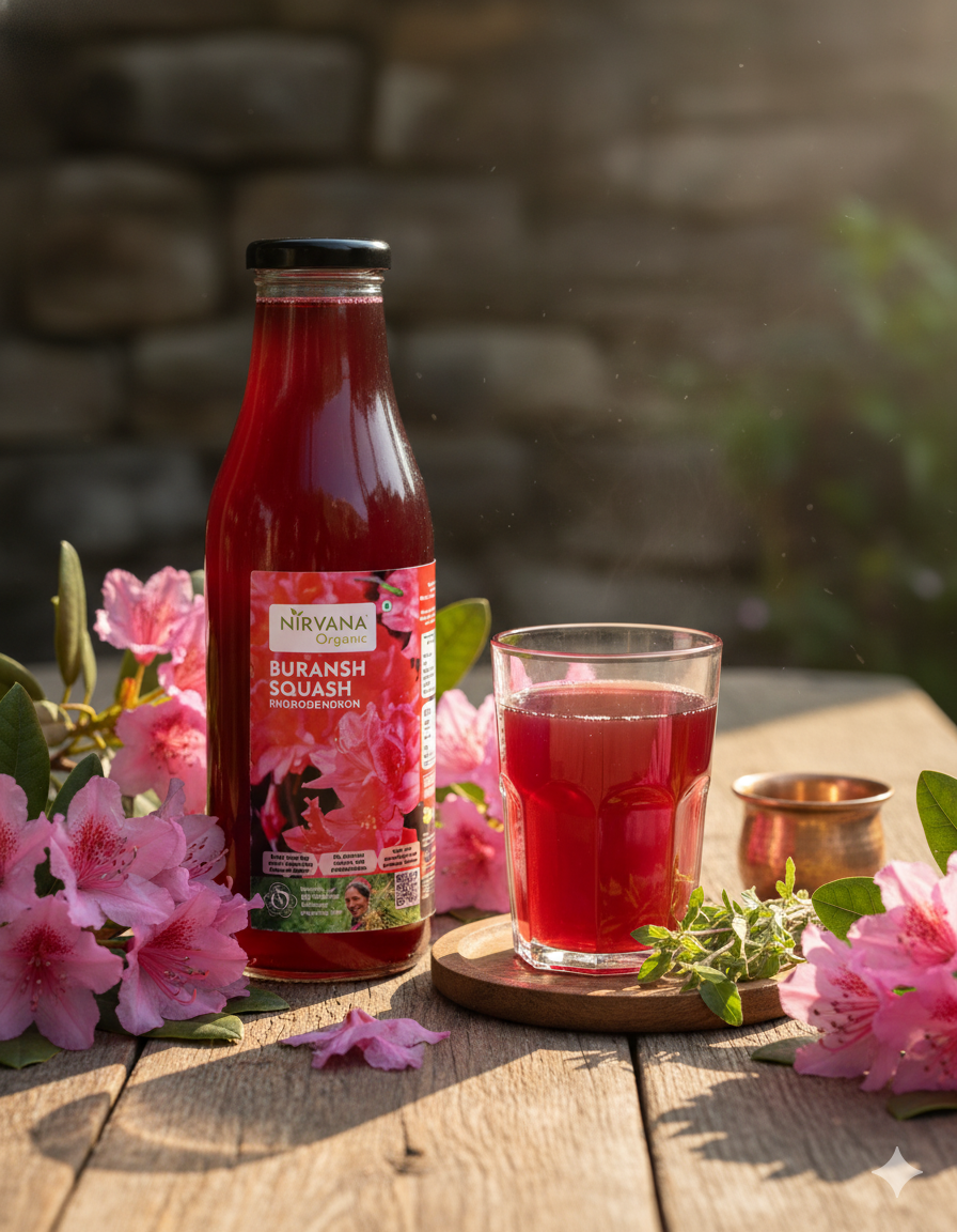 Himalayan Buransh Sanjivni Flower Juice (Rhododendron Squash)-Rich in Antioxidants & Vit-C-Best for Immunity (650ml)