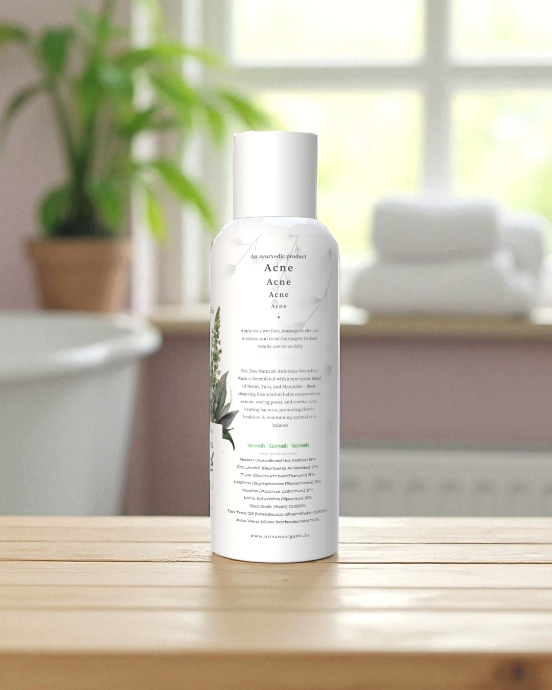 Natural Acne Face Wash for Oily Skin | Neem & Tulsi Anti-Pimple Cleanser | 100ml