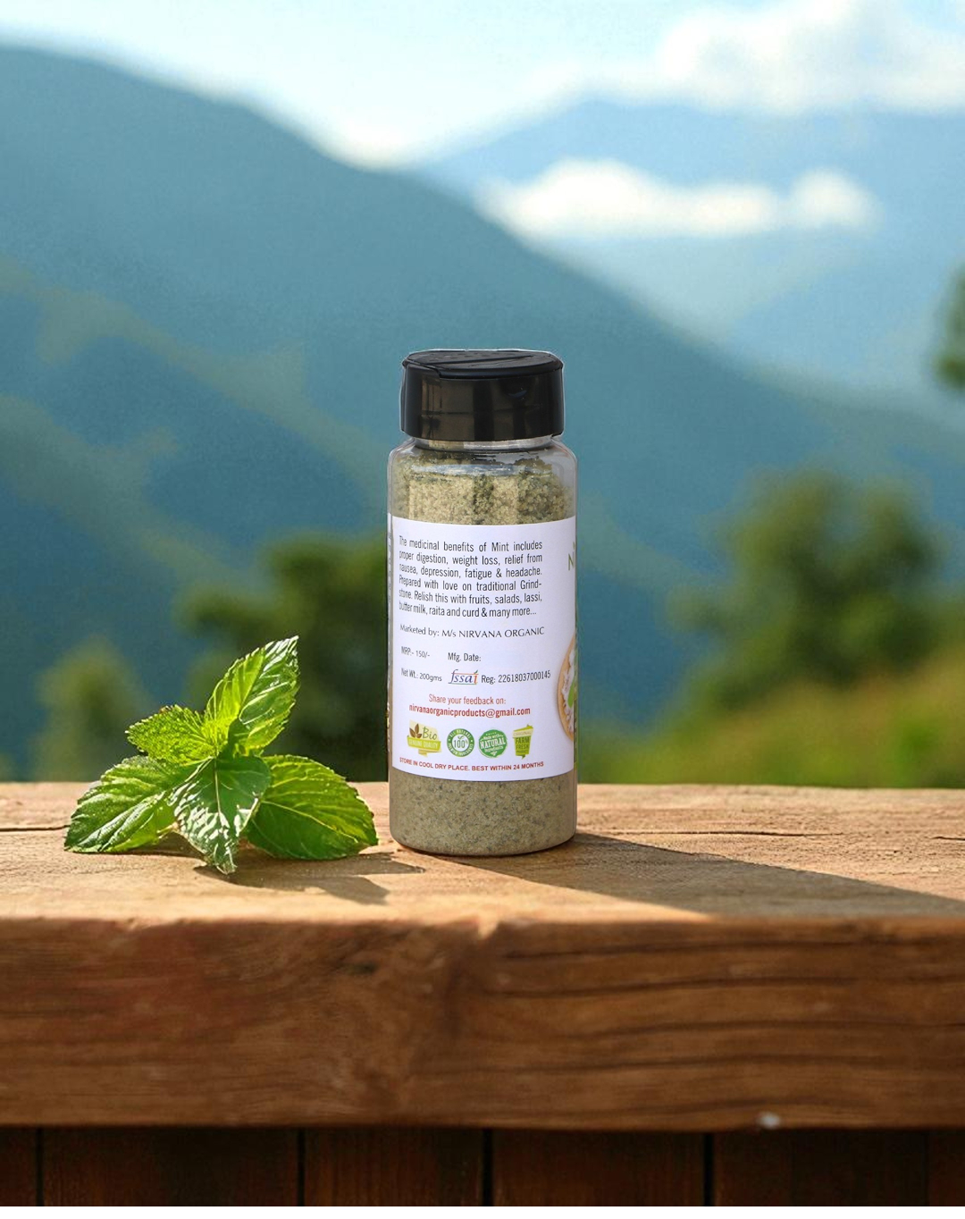 Pahadi Pudina Namak-Himalayan Mint Salt-Hand Made by Traditional Stone Grinding | Best for Digestion (150gms)