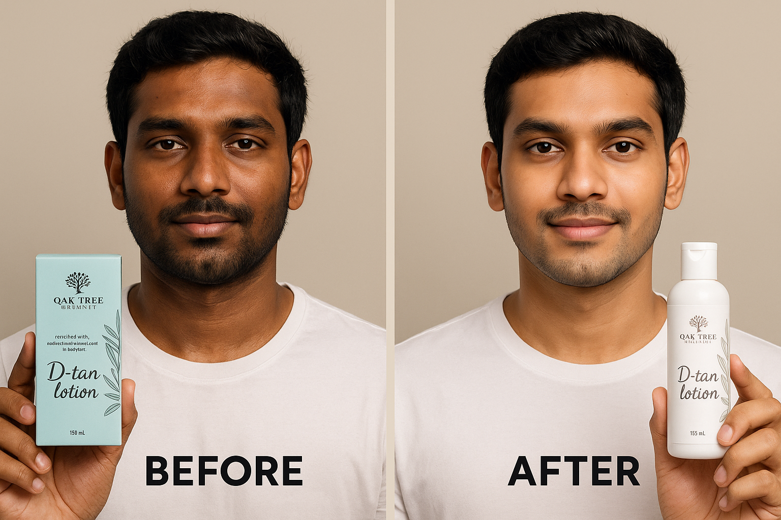 Before and After D-Tan Results with Exact Product Labels